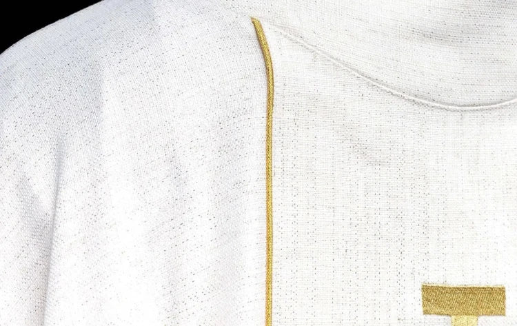 Ecru Chasuble with embroidered Jerusalem cross – Variant II — side view