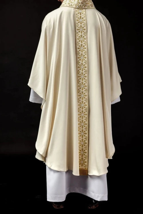 Ecru Chasuble with gold embroidery — close-up detail