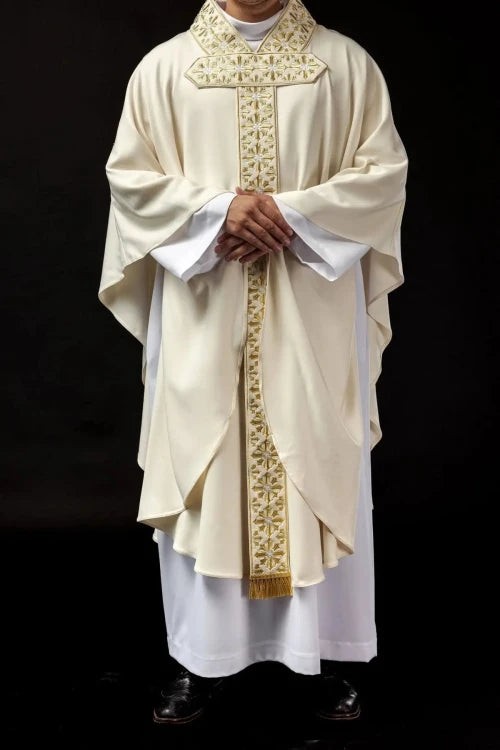 Ecru Chasuble with gold embroidery — side view