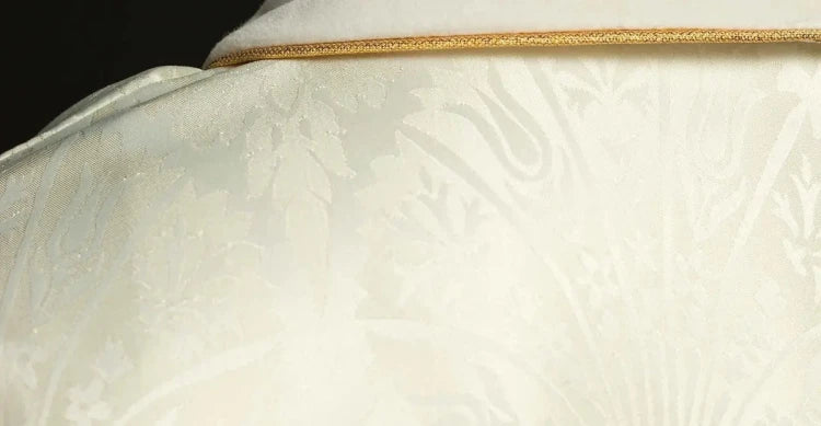 Ecru Chasuble with image of Christ on the Cross — side view