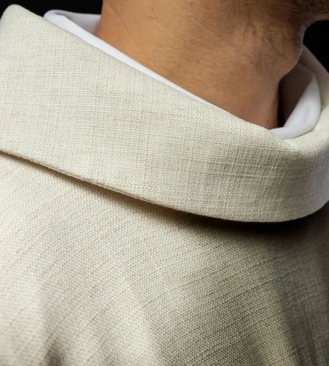 Ecru Chasuble with image of Jesus the Good Shepherd — close-up detail