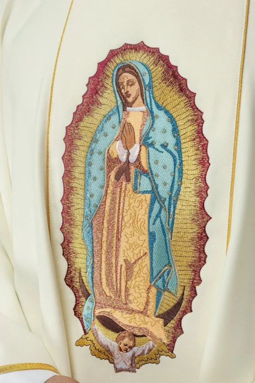 Ecru Chasuble with image of Our Lady of Guadalupe – Variant II — decoration detail