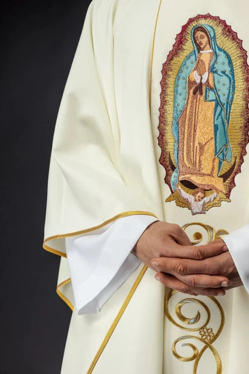 Ecru Chasuble with image of Our Lady of Guadalupe – Variant II — back view