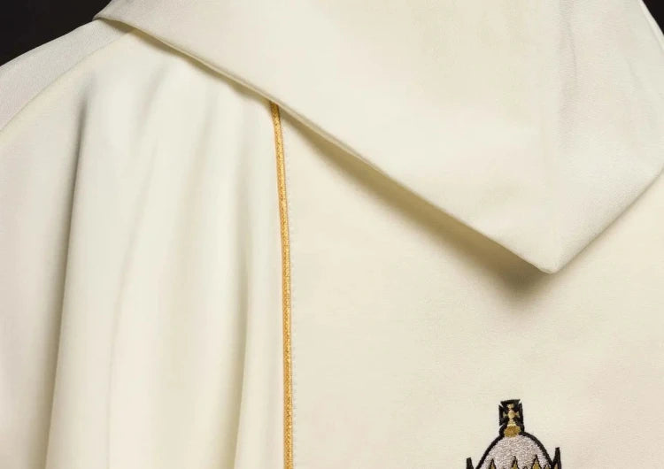 Ecru Chasuble with image of Pope John Paul II — side view