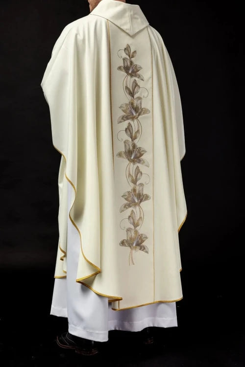 Ecru Chasuble with image of Saint Anthony — close-up detail