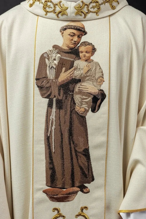 Ecru Chasuble with image of Saint Anthony – Variant II — decoration detail