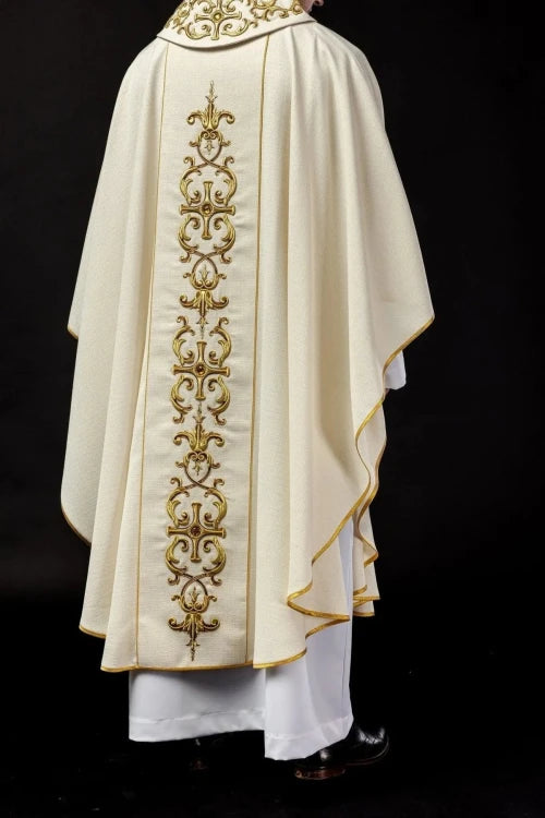 Ecru Chasuble with image of Saint Anthony – Variant II — vestment detail