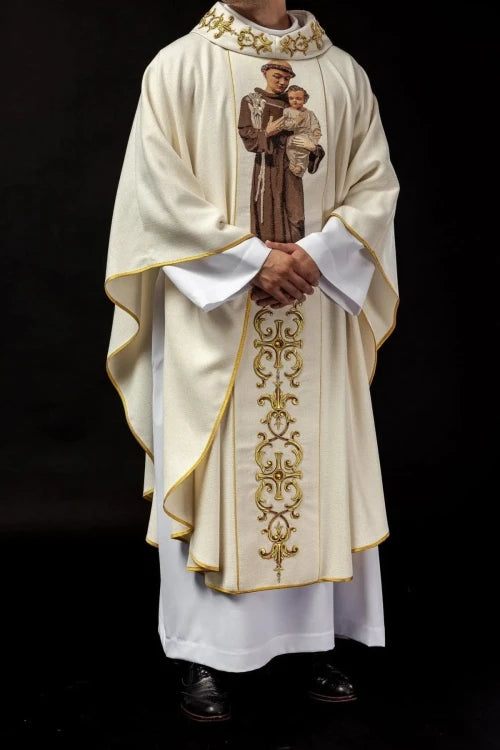 Ecru Chasuble with image of Saint Anthony – Variant II — additional view