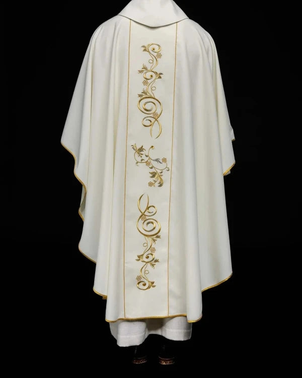 Ecru Chasuble with image of Saint Faustina — fabric detail