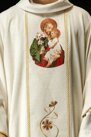Ecru Chasuble with image of Saint Joseph – Variant II — front view