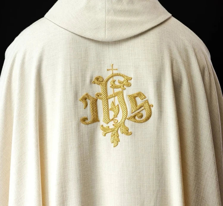Ecru Chasuble with image of Saint Joseph – Variant II — side view