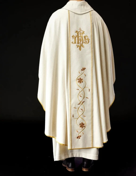 Ecru Chasuble with image of Saint Joseph – Variant II — fabric detail