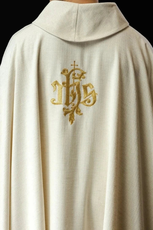 Ecru Chasuble with image of the Divine Mercy — close-up detail