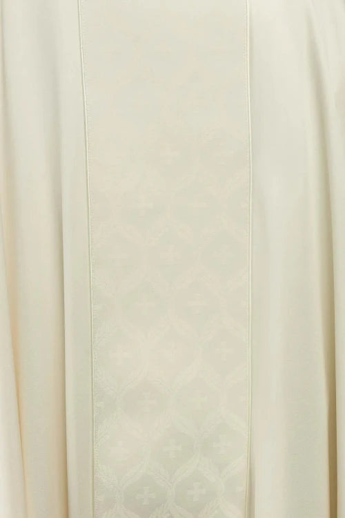 Ecru Chasuble with jacquard band with cross pattern — decoration detail