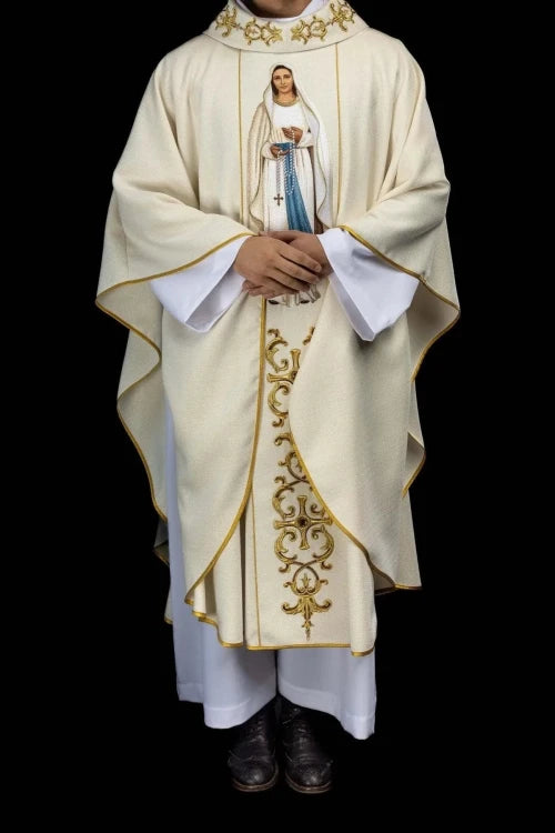 Ecru Chasuble with Marian embroidery — additional view