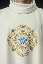 Ecru Chasuble with Marian embroidery – Variant II — front view