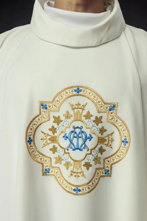 Ecru Chasuble with Marian embroidery – Variant II — front view