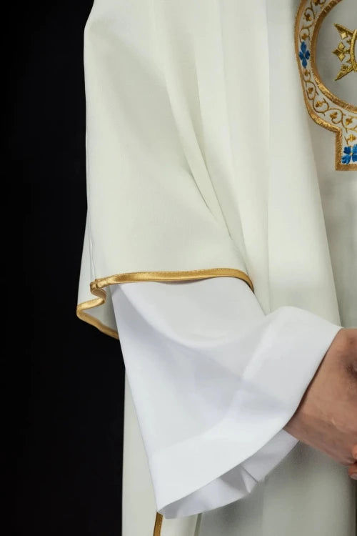 Ecru Chasuble with Marian embroidery – Variant II — back view