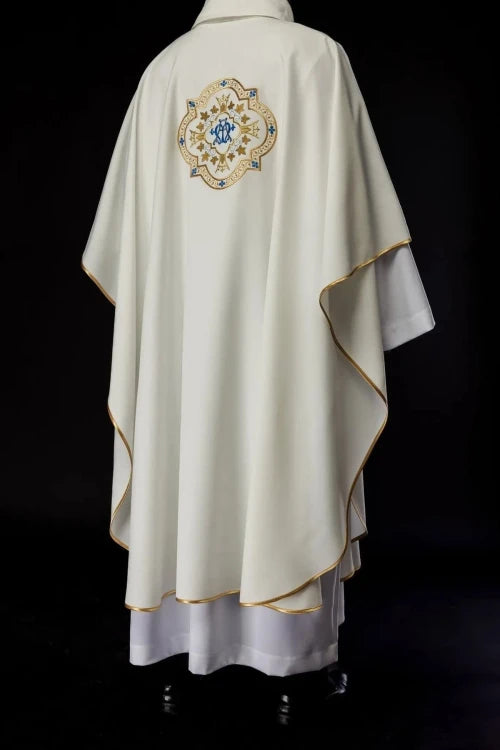 Ecru Chasuble with Marian embroidery – Variant II — side view