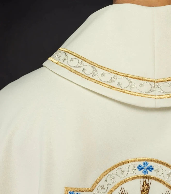Ecru Chasuble with Marian embroidery – Variant III — side view