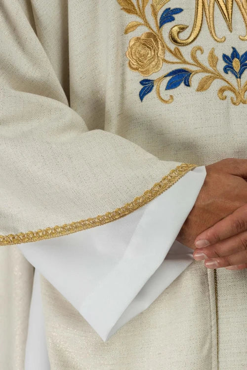 Ecru Chasuble with Marian embroidery – Variant IV — back view