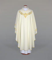 Ecru Chasuble with modern embroidery — front view