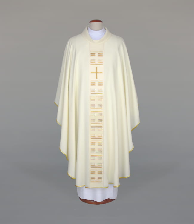 Ecru Chasuble with modern embroidery – Variant III — front view