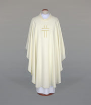 Ecru Chasuble with modern embroidery – Variant IV — front view