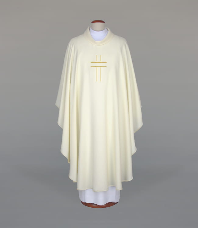 Ecru Chasuble with modern embroidery – Variant IV — front view