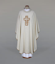 Ecru Chasuble with modern embroidery – Variant VI — front view