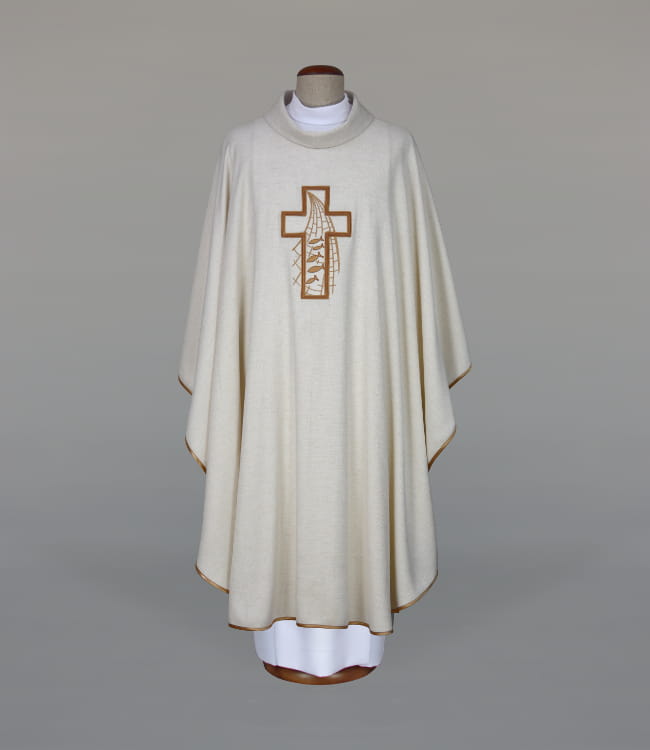 Ecru Chasuble with modern embroidery – Variant VI — front view