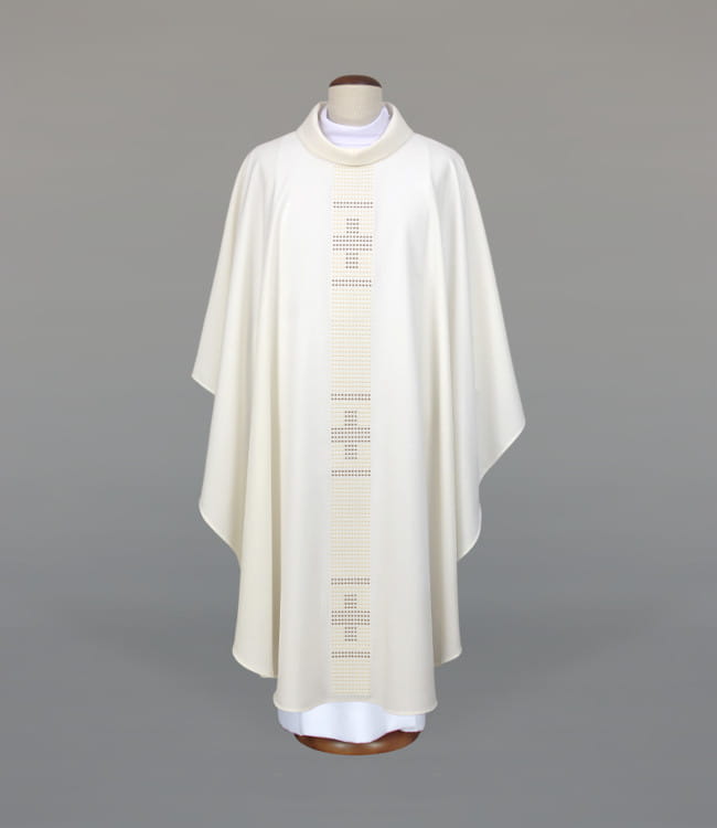 Ecru Chasuble with modern embroidery – Variant VII — front view