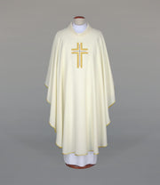 Ecru Chasuble with raised modern embroidery – Variant II — front view