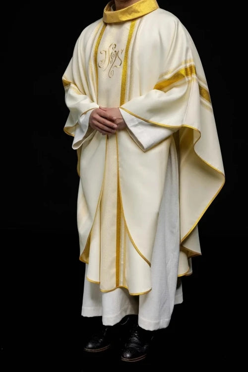 Ecru Chasuble with rich IHS decoration — additional view