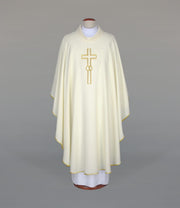Ecru Chasuble with symbolism of the Sacrament of Matrimony — front view