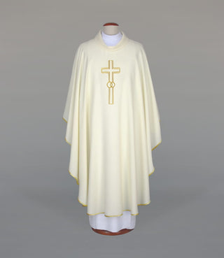 Ecru Chasuble with symbolism of the Sacrament of Matrimony — front view