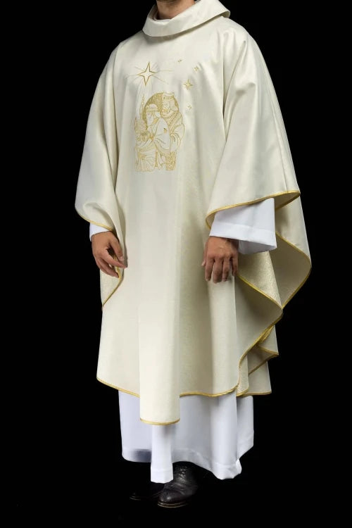 Ecru Chasuble with embroidered Three Magi — full view