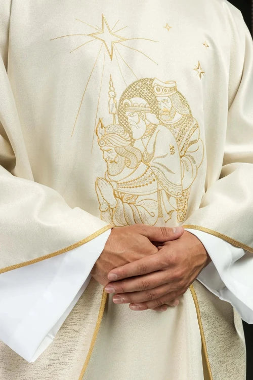 Ecru Chasuble with embroidered Three Magi — back view