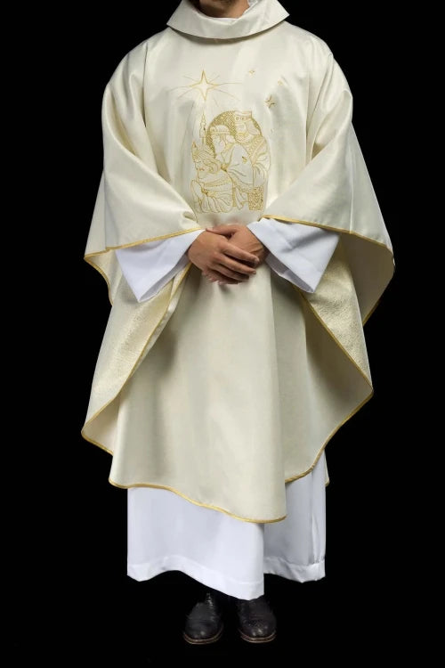 Ecru Chasuble with embroidered Three Magi — vestment detail