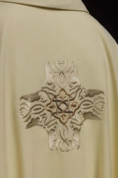 Ecru Chasuble with embroidered cross – Variant II — side view