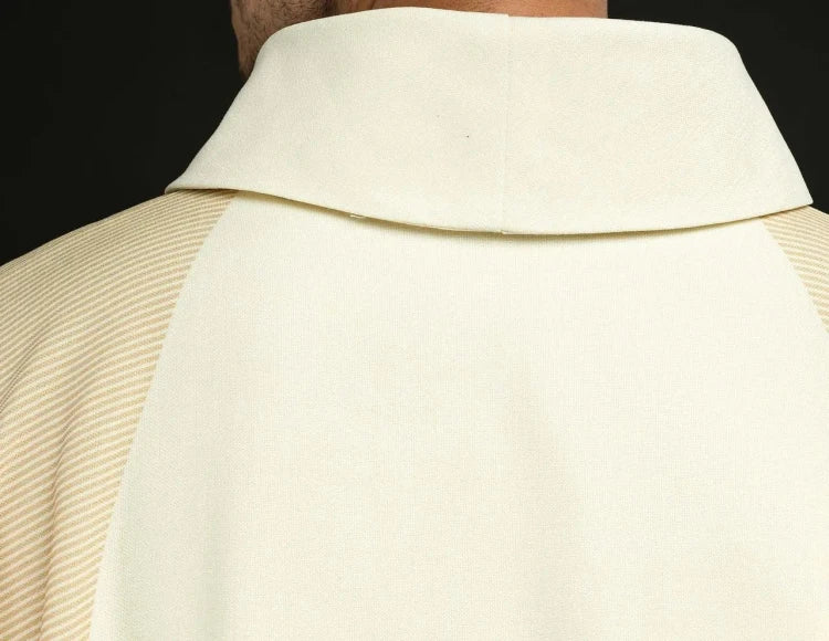 Ecru Chasuble with embroidered cross – Variant III — collar detail