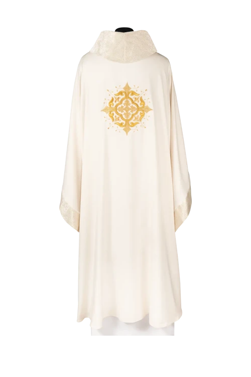 Ecru Chasuble with embroidered cross – Variant IV — full view