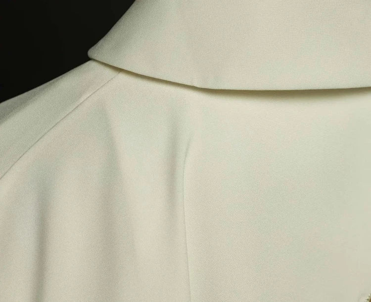 Ecru Chasuble with embroidered cross and wide collar — side view