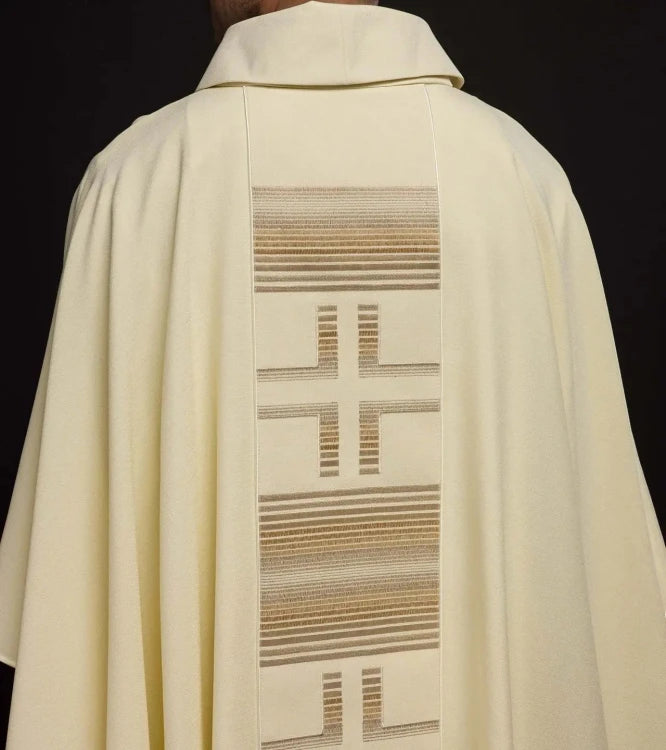 Ecru Chasuble with embroidered crosses – Variant II — side view