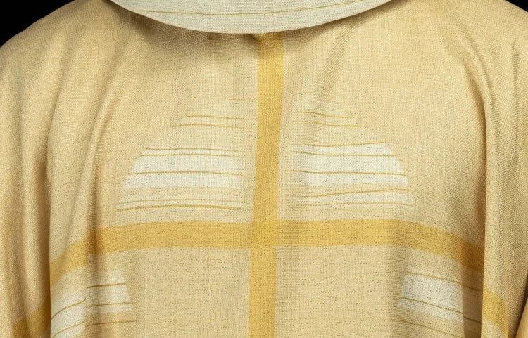Ecru Chasuble with printed cross motif – Variant II — front view