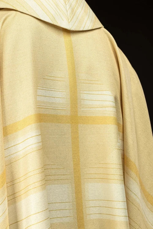 Ecru Chasuble with printed cross motif – Variant II — close-up detail