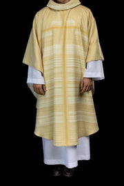 Ecru Chasuble with printed cross motif – Variant II — collar detail