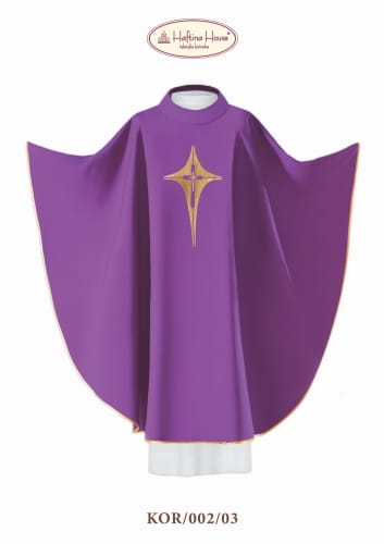 Ecru Chasuble with embroidered cross — decoration detail