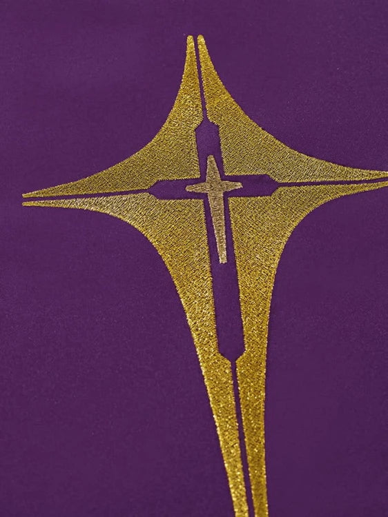 Ecru Chasuble with embroidered cross — back view