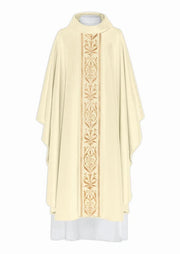 Ecru Chasuble with gold embroidery — front view